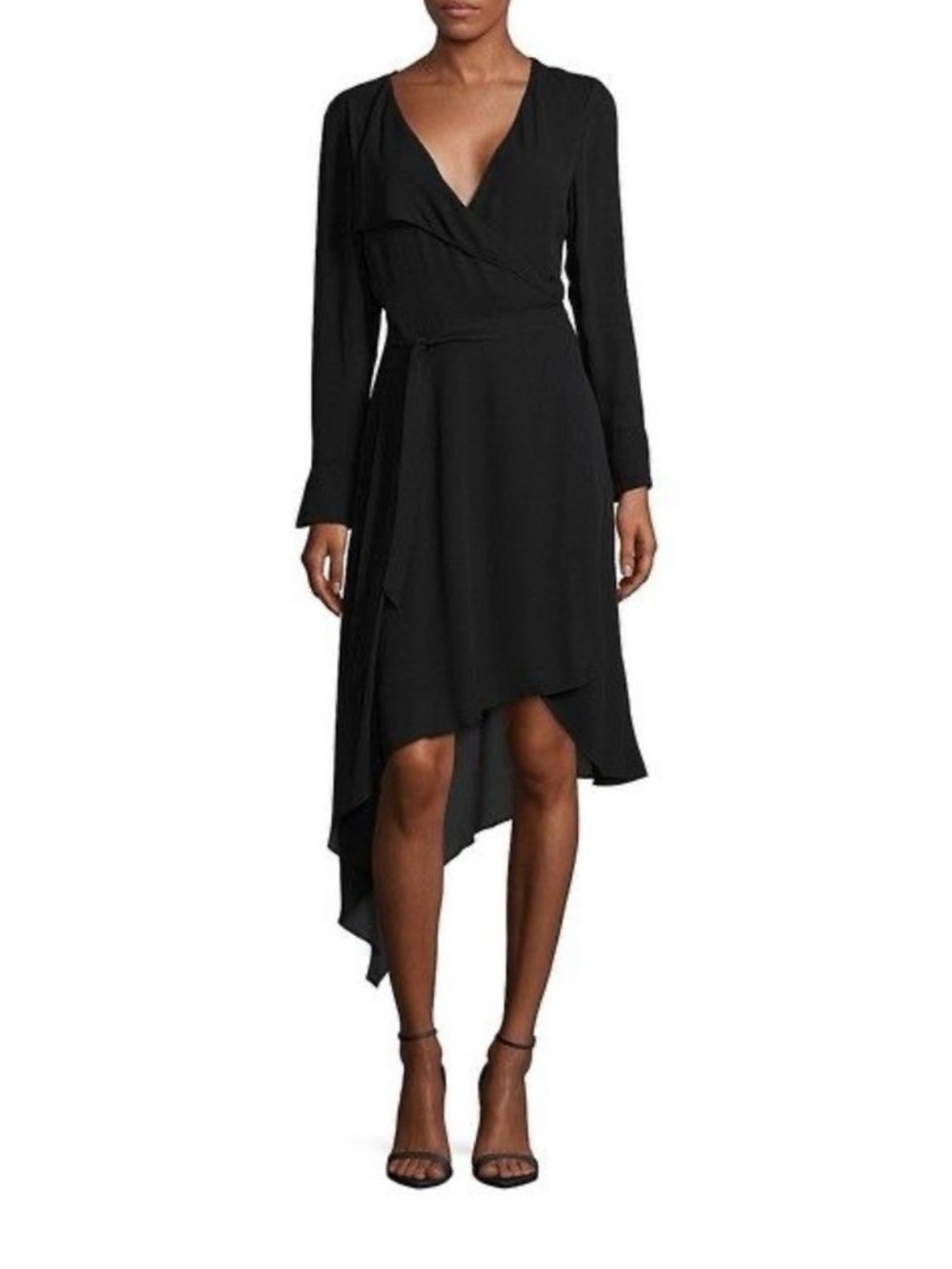 Halston Black Wrap Asymmetrical Dress